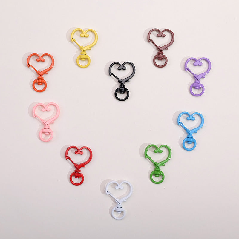 Wholesale Heart Shape Paint Color DIY Material Keychain Metal Accessories